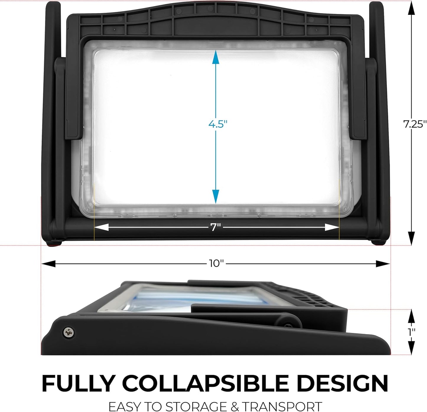 Patented 5X Large LED Page Magnifier with Detachable Stand | Eye Caring 3 Color Light Modes & Anti-Glare Lens to Reduce Eye Strain-Ideal for Reading Fine Print, Crafting.