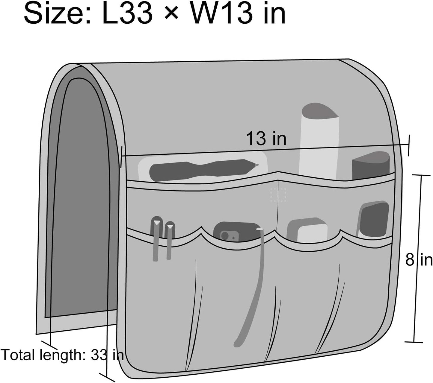 Sofa Armrest Organizer, Remote Control Holder for Recliner Couch, Arm Chair Caddy with 5 Pockets for Magazine, Tablet, Phone, Ipad