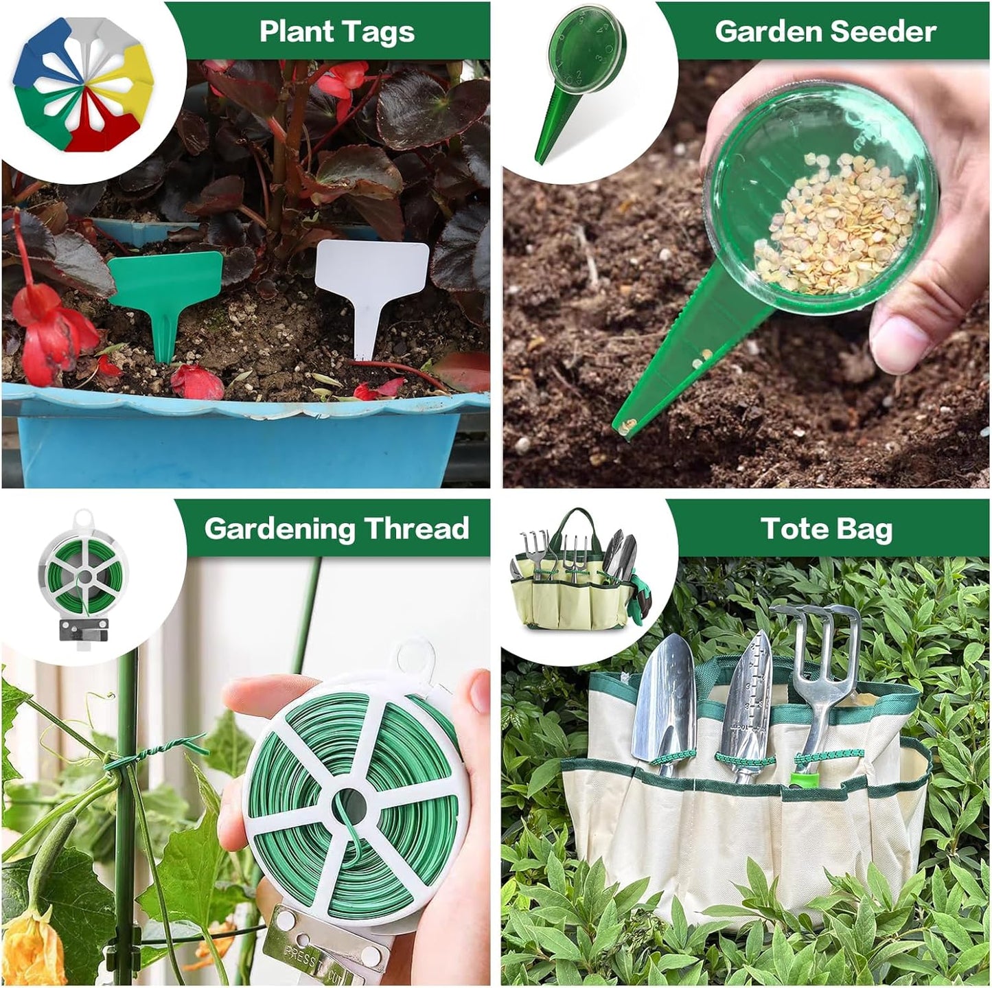 Gardening Tools Set,13-Piece Heavy Duty Gardening Tools with Non-Slip Ergonomic Handle,Rust-Proof Garden Hand Tools Storage in Garden-Tools Bag,Ideal Garden Gifts for Women