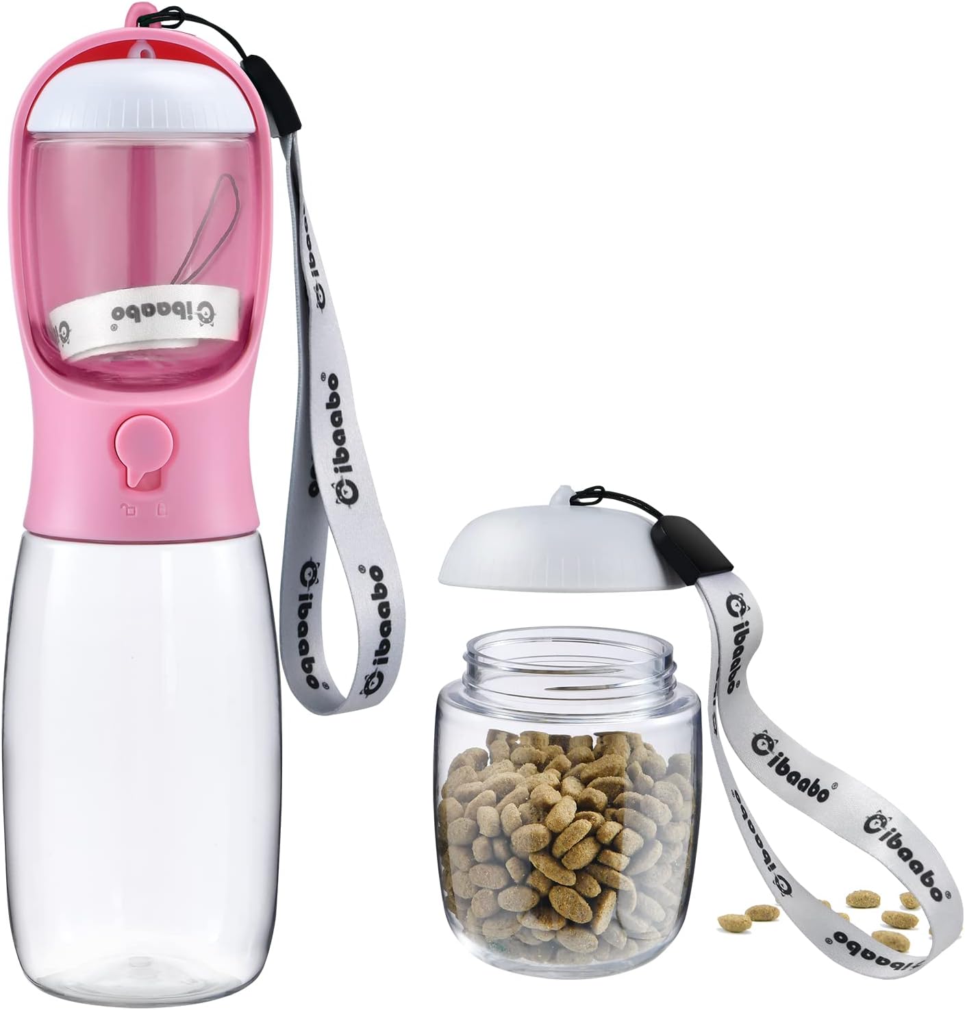 Dog Water Bottle with Food Container, Travel Puppy Water Bowl, Portable Pet Dispenser, Girl Dog Accessories Stuff Items Essentials Necessities for Yorkie Chihuahua Cat Walking and Hiking