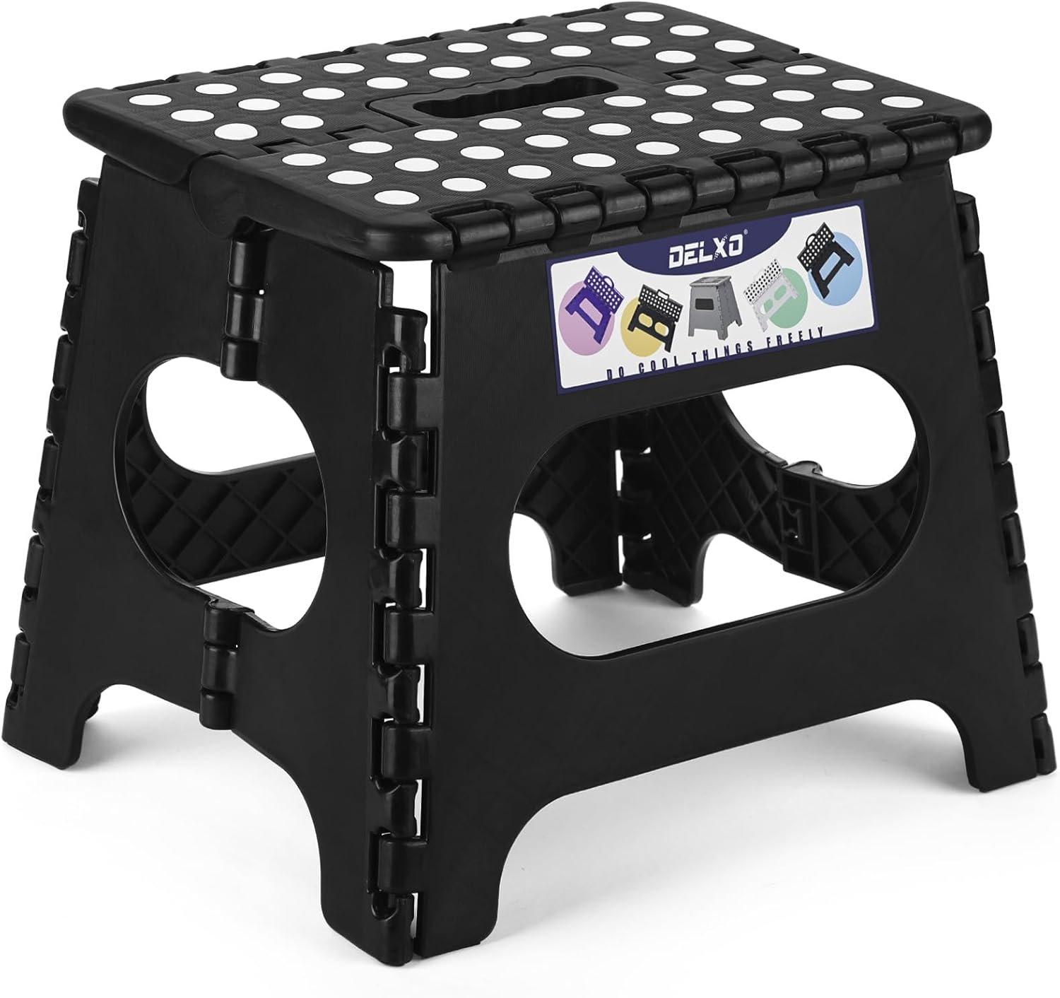 Folding Step Stool 9 Inch,Non-Slip Foldable Stools for Kids & Adults up to 300 Lbs,Kitchen Collapsible Fold up Stepping Stool with Dotted 1 Pack,Gray