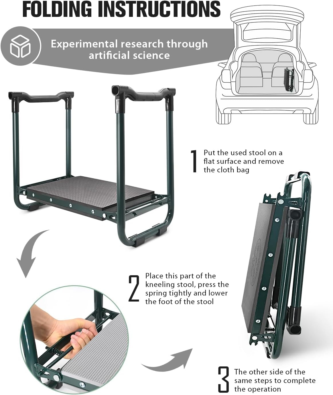 Garden Kneeler and Seat Heavy Duty, Upgraded Foldable Gardening Stool - Widened to 10" Stable Wear-Resistant Prevent Knee and Back Pain, Beautiful Logo High-End 2 Large Tool Bags Gift for Women
