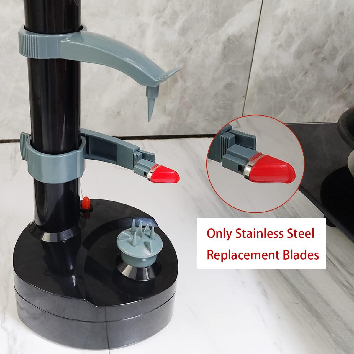 Stainless Steel Replacement Blades 15 Pieces for Automatic Electric Potato Peeler, Automatic Rotating Fruits Vegetables Cutter Peeling Tool (Red)