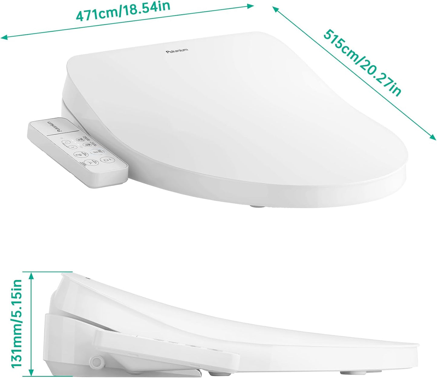 Bidet Toilet Seat Elongated, Electric Smart Heated Seat with Air Dryer & Instant Warm Water, 4-Temp Adjustable Feminine Rear/Moving Wash, Night Light, Energy Saving & Soft-Close