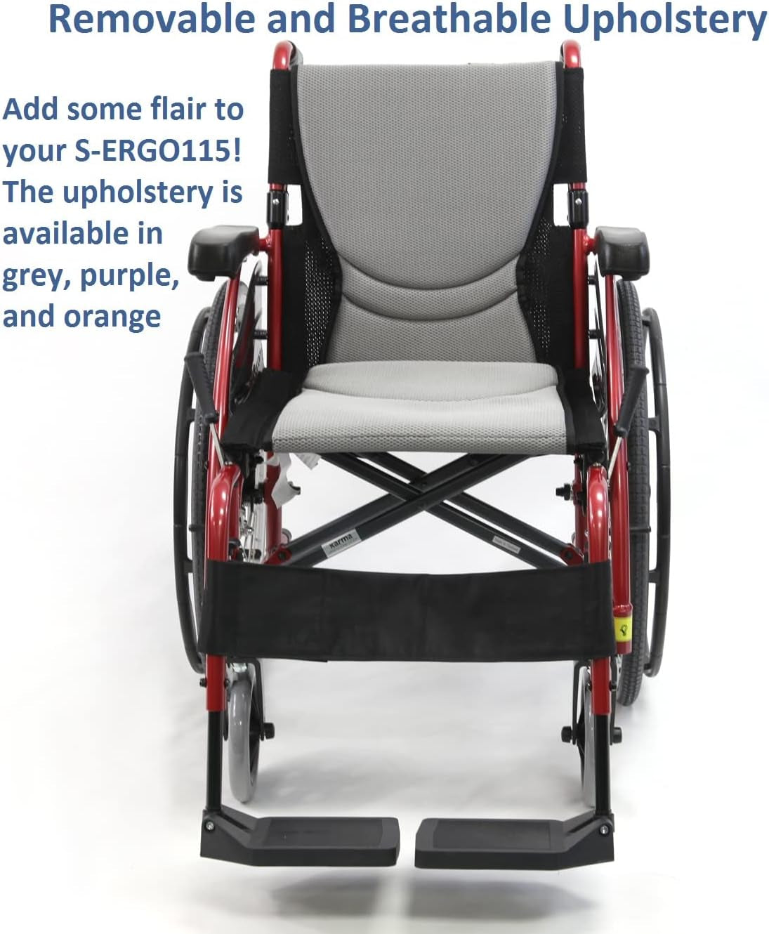 Karman S-115 25 Lbs Ultra Light Ergonomic Wheelchair with Removable Footrest Red Color