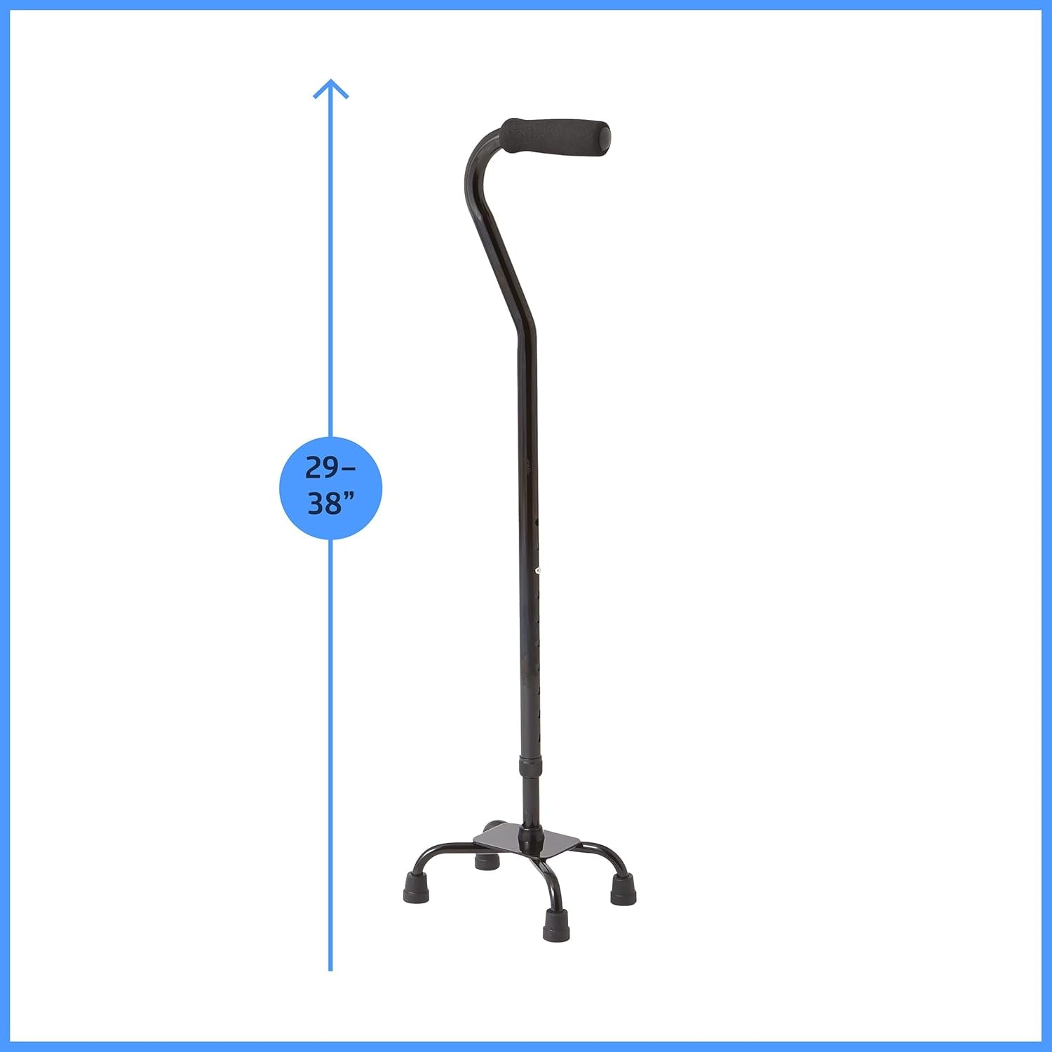 Aluminum Quad Cane with Small Base for Balance, Knee Injuries, Leg Surgery Recovery & Mobility, Portable, Lightweight Walking Aid for Seniors & Adults