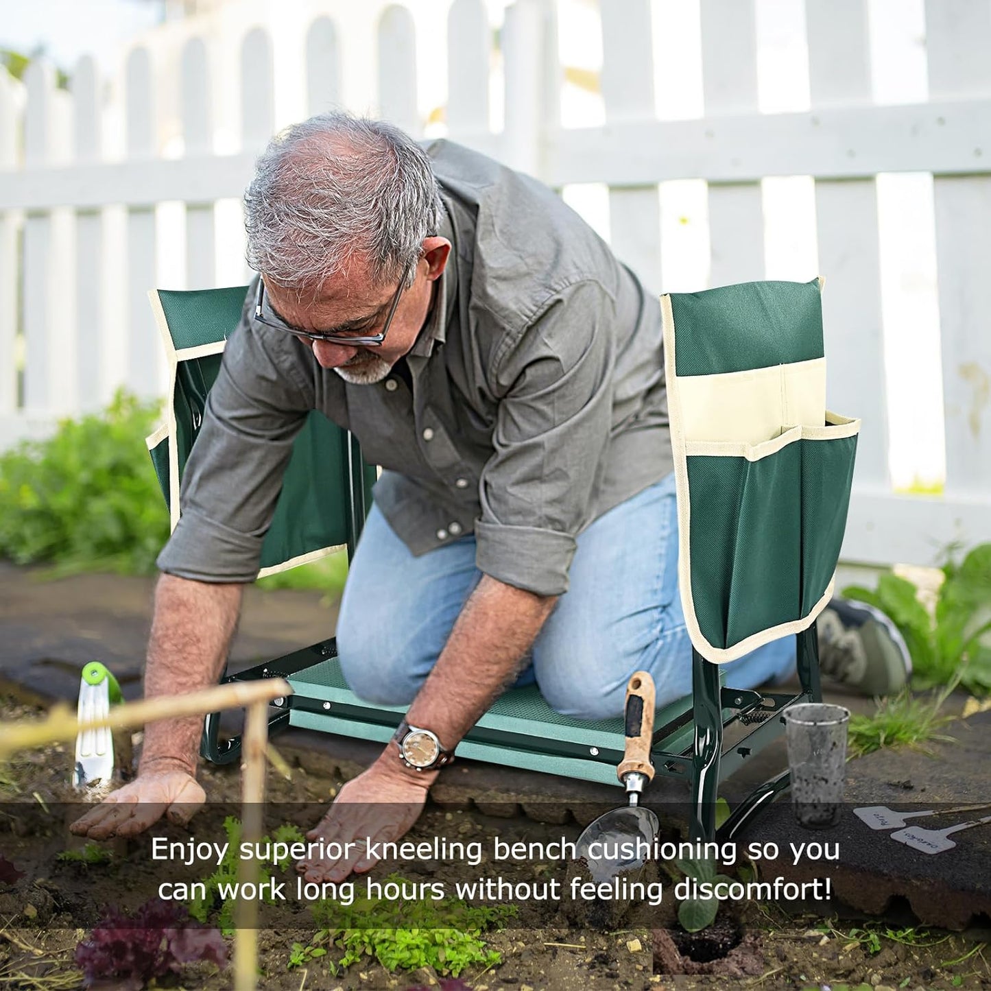 Upgraded Garden Kneeler and Seat with Thicken & Widen Soft Kneeling Pad,Heavy Duty Foldable Gardener Stool with 2 Tool Pouches,Gardening Gifts for Women Mom Men Seniors¡­…