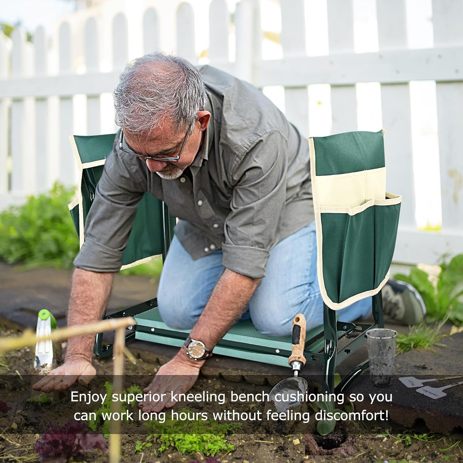 Upgraded Garden Kneeler and Seat with Thicken & Widen Soft Kneeling Pad,Heavy Duty Foldable Gardener Stool with 2 Tool Pouches,Gardening Gifts for Women Mom Men Seniors¡­…