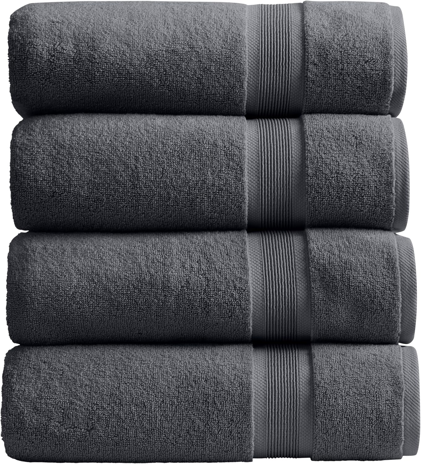 Luxury Viscose from Bamboo Bath Towel Set of 4 | 35% Viscose from Bamboo - 65% Cotton | Absorbent Quick-Dry Towels for Bathroom | Oeko-Tex Standard 100 Cotton | Iron Grey