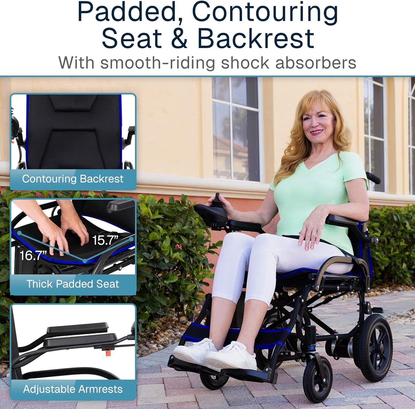 Vive Lightweight Electric Wheelchair for Adults - Foldable Power Wheel Chair - Collapsible, Folding, Ultralight, Motorized, Light Weight Travel Senior Carbon Fiber Mobility Aid - Weighs 39 Lbs