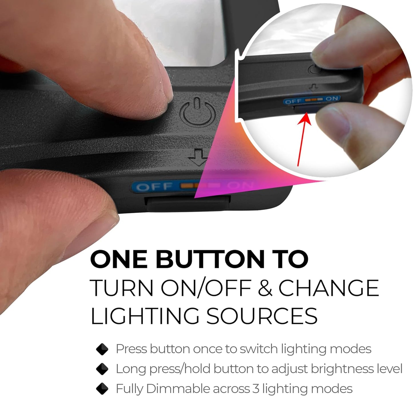 Patented 5X Large LED Page Magnifier with Detachable Stand | Eye Caring 3 Color Light Modes & Anti-Glare Lens to Reduce Eye Strain-Ideal for Reading Fine Print, Crafting.