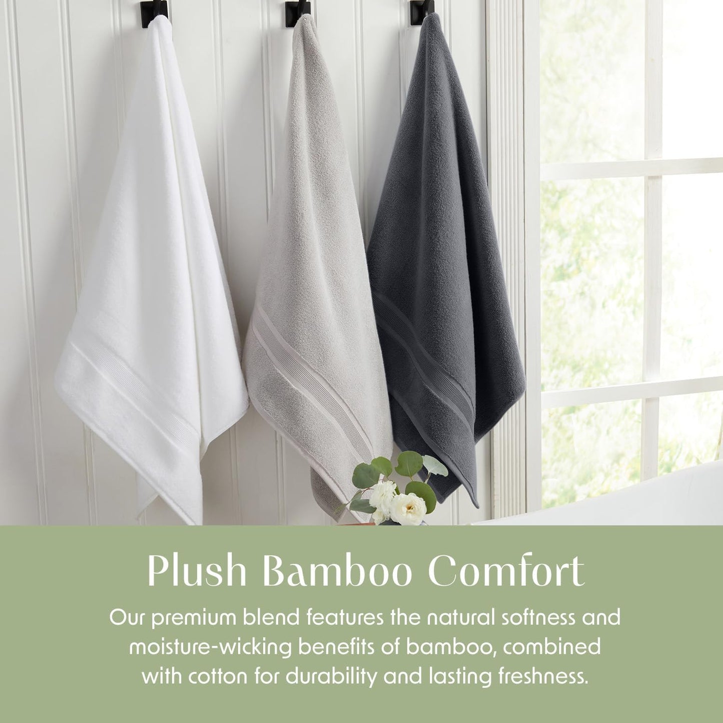 Luxury Viscose from Bamboo Bath Towel Set of 4 | 35% Viscose from Bamboo - 65% Cotton | Absorbent Quick-Dry Towels for Bathroom | Oeko-Tex Standard 100 Cotton | Iron Grey