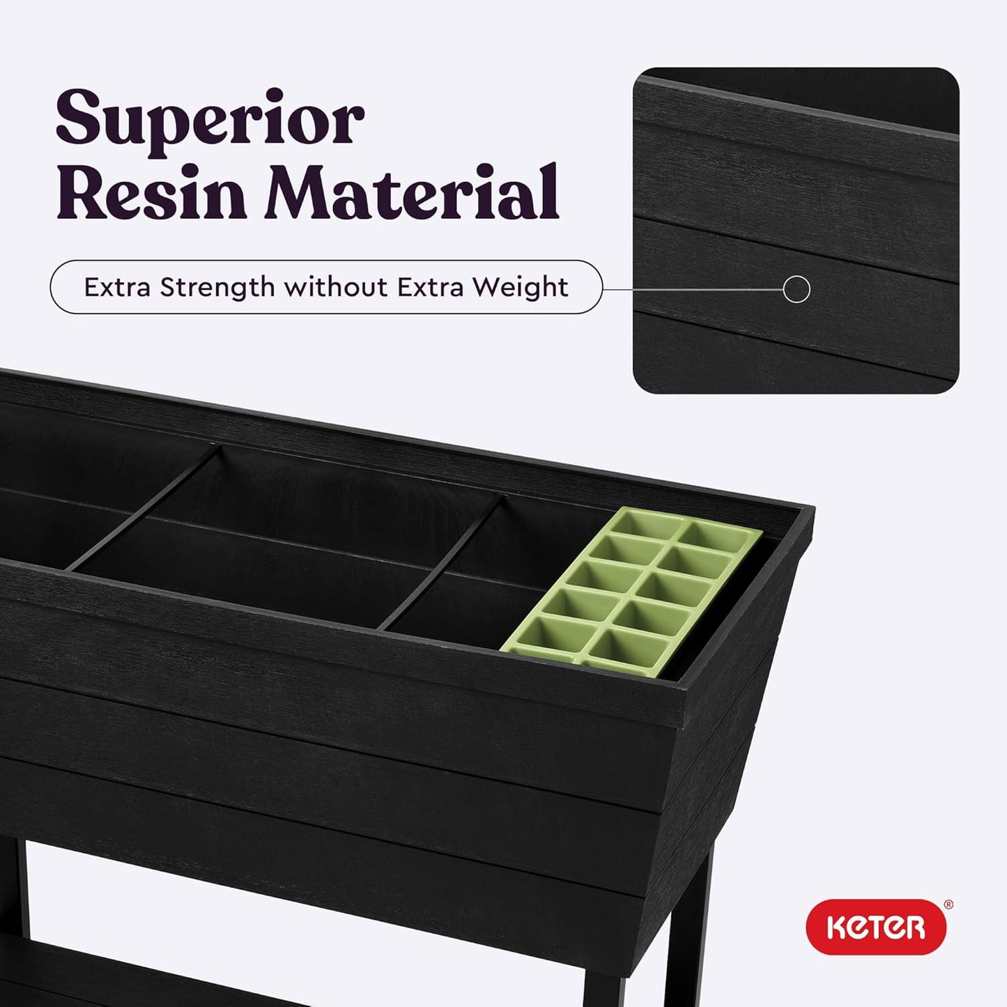 Urban Bloomer 12.7 Gallon Raised Garden Bed and Outdoor Herb Garden Planter with Self Watering Gauge and Drainage Plug, Dark Grey