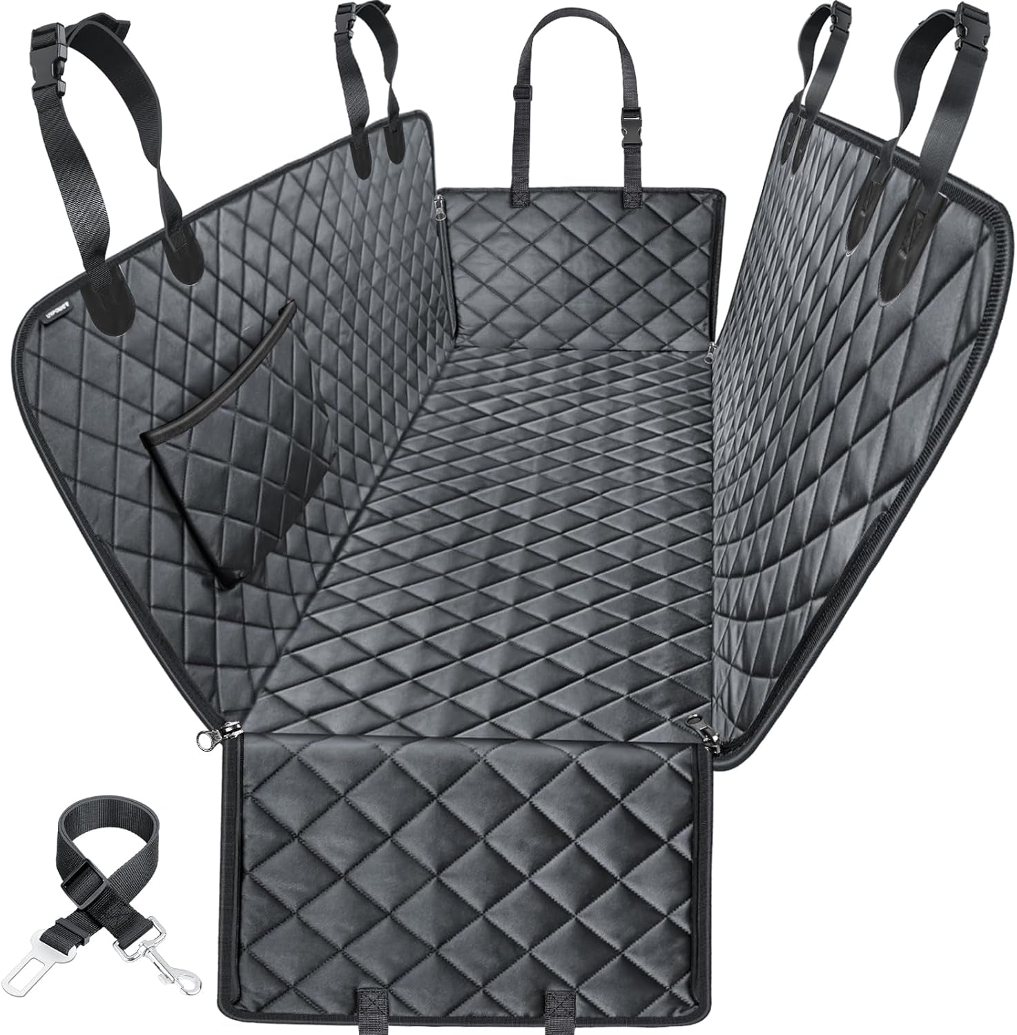 Dog Seat Cover, 100% Waterproof Hammock 600D Heavy Duty Scratch Proof Nonslip Durable Soft Pet Back Seat Covers for Cars Trucks and Suvs