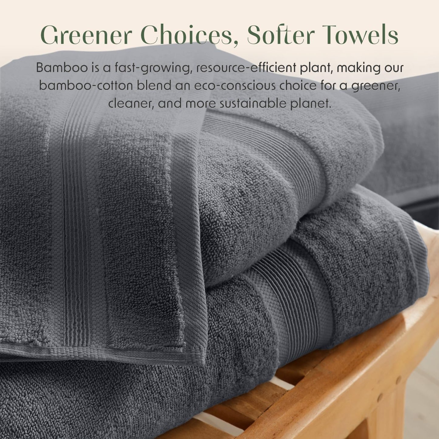 Luxury Viscose from Bamboo Bath Towel Set of 4 | 35% Viscose from Bamboo - 65% Cotton | Absorbent Quick-Dry Towels for Bathroom | Oeko-Tex Standard 100 Cotton | Iron Grey