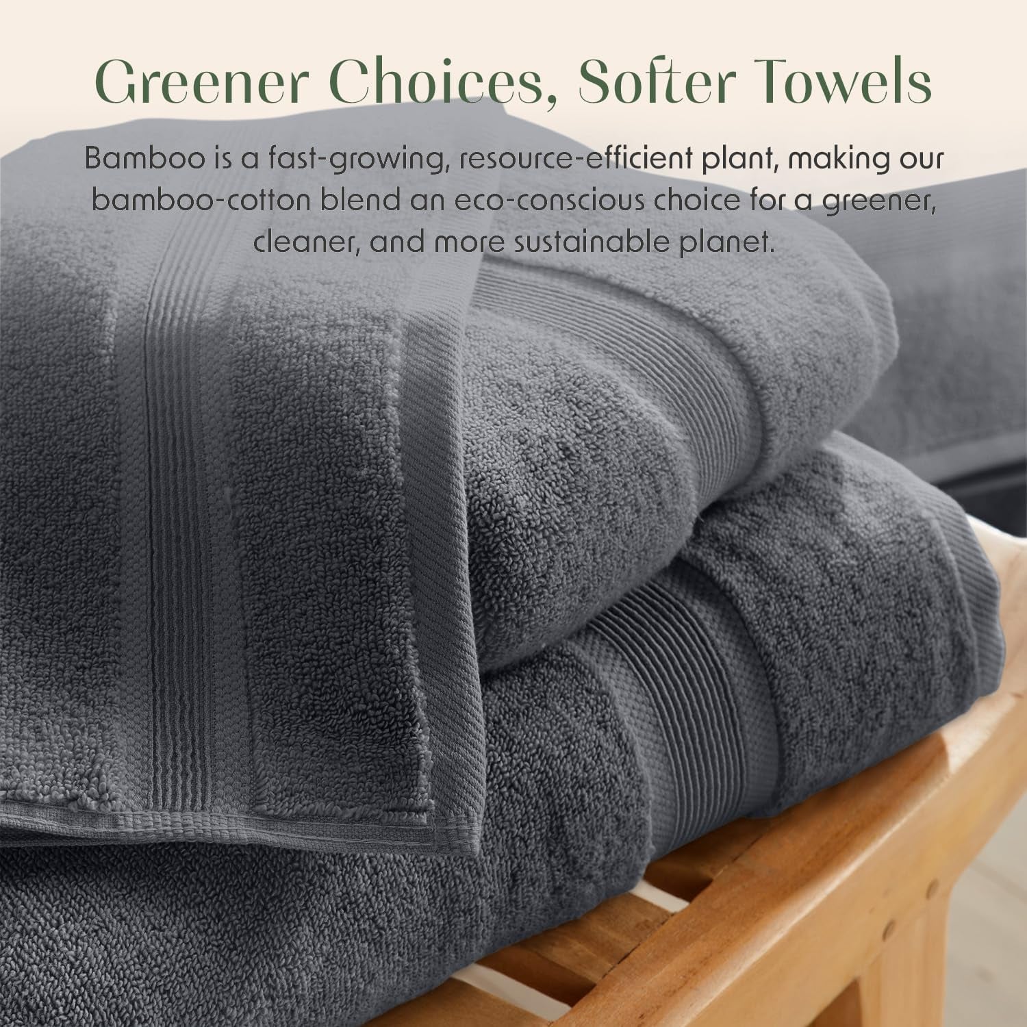 Luxury Viscose from Bamboo Bath Towel Set of 4 | 35% Viscose from Bamboo - 65% Cotton | Absorbent Quick-Dry Towels for Bathroom | Oeko-Tex Standard 100 Cotton | Iron Grey