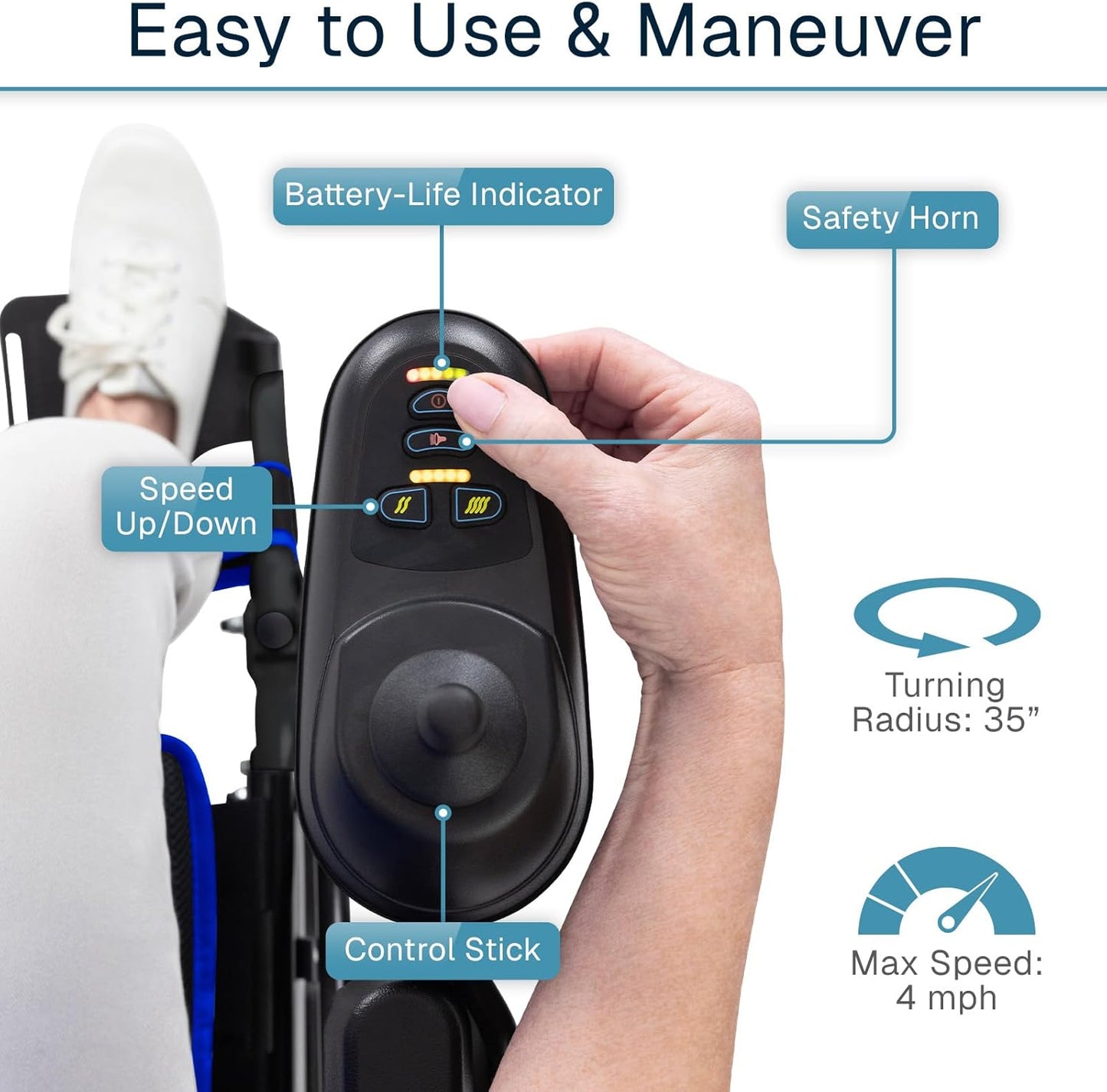 Vive Lightweight Electric Wheelchair for Adults - Foldable Power Wheel Chair - Collapsible, Folding, Ultralight, Motorized, Light Weight Travel Senior Carbon Fiber Mobility Aid - Weighs 39 Lbs