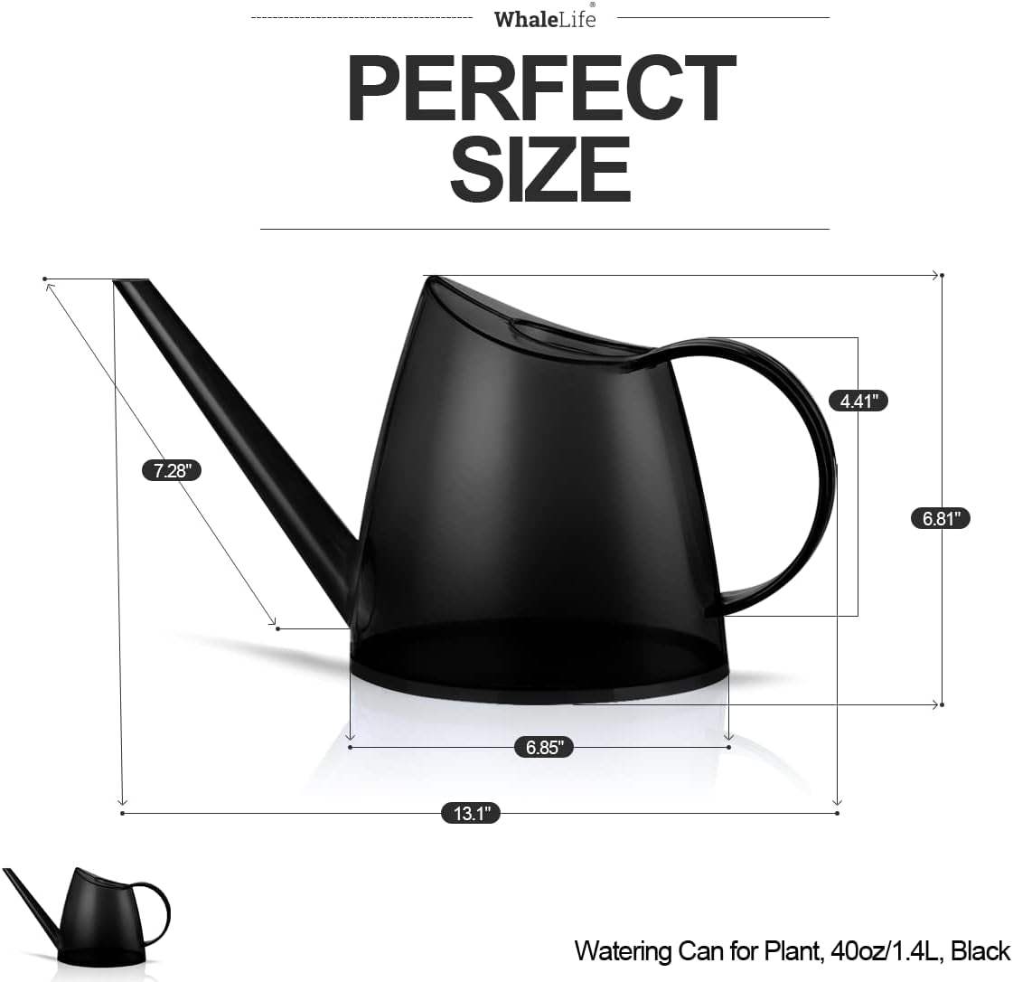 Indoor Watering Can for House Bonsai Plants (1.4L, Black)