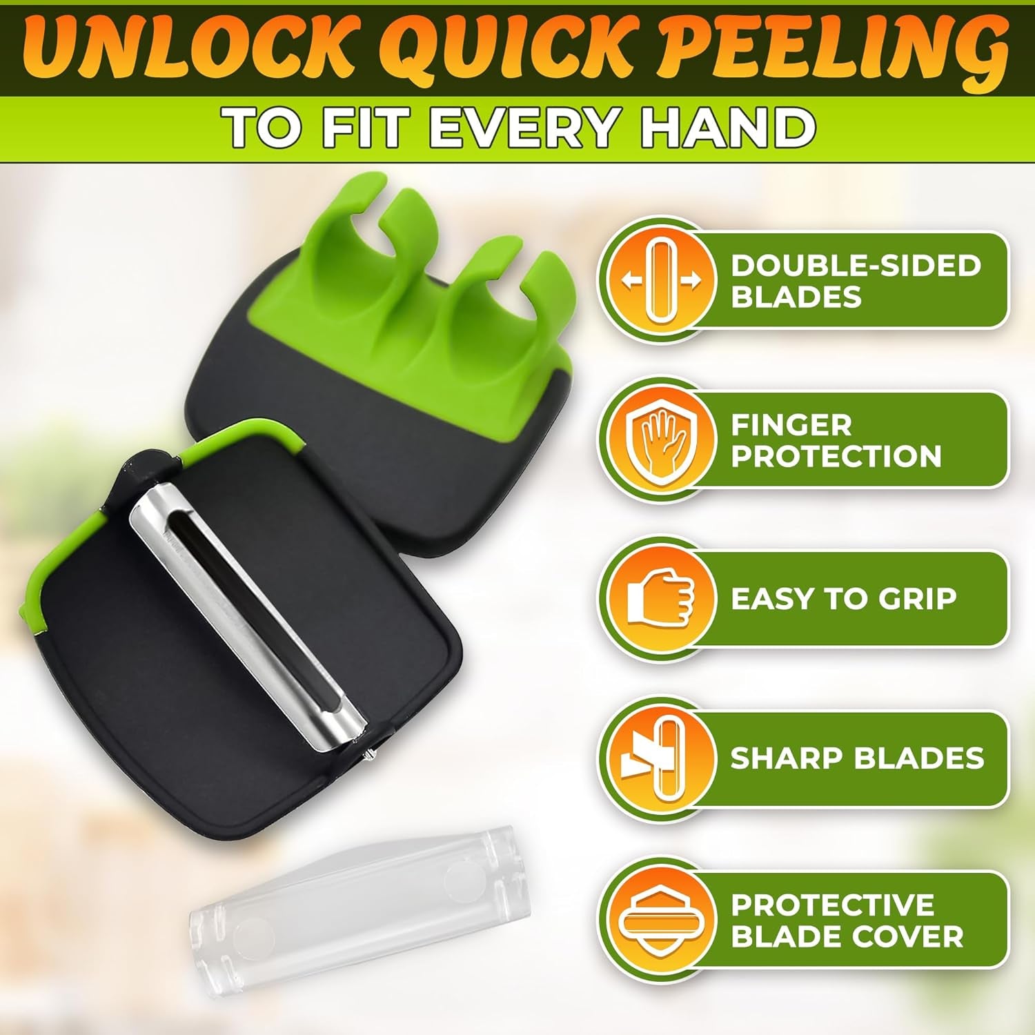 Finger Peeler for Vegetables - Finger Grip Palm Peeler with Sharp Double-Sided Blade, Non-Slip Carrot Peelers for Kitchen - Dishwasher Safe Potato Peelers for Kitchen, Suitable for Fruits and Veggies