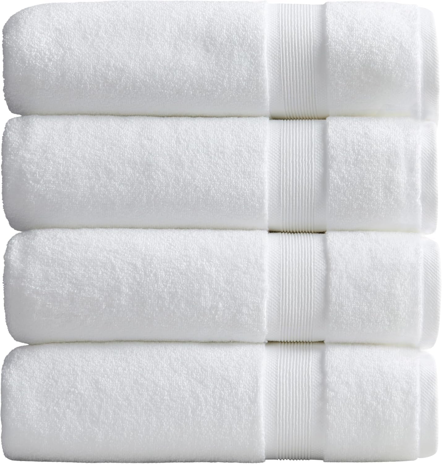 Luxury Bamboo Rayon Bath Towel Set of 4 | 35% Bamboo Rayon - 65% Zero Twist Cotton | Absorbent Quick-Dry Towels for Bathroom | Oeko-Tex Standard 100 Cotton | White - 4 Pack