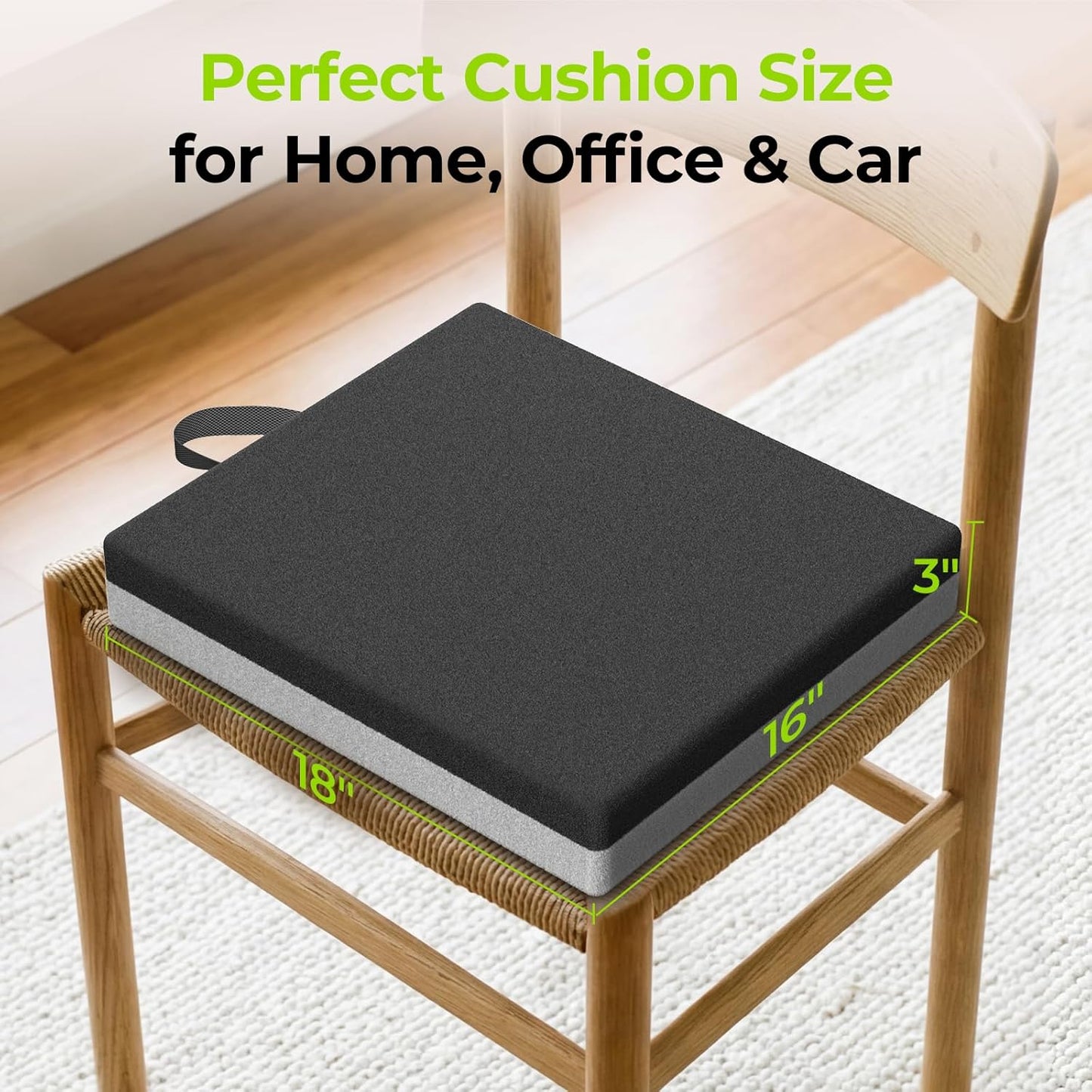 Ventilation Seat Cushion with Innovation Heat Dissipation Design, Anti-Bedsore Wheelchair Cushion with Supportive Memory Foam, Waterproof & Anti-Slip Cover, Improve Lower Back & Tailbone Comfort