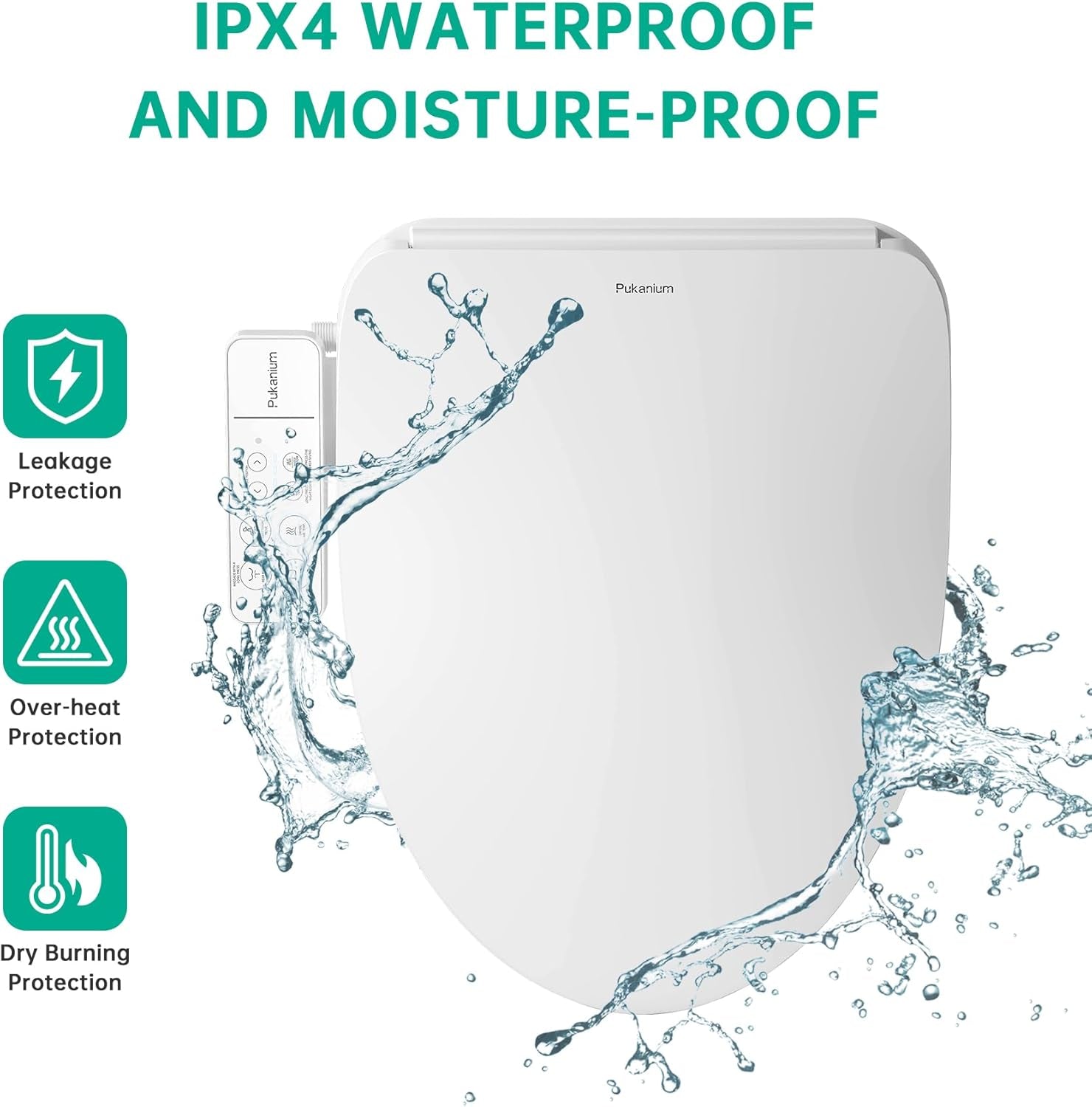 Bidet Toilet Seat Elongated, Electric Smart Heated Seat with Air Dryer & Instant Warm Water, 4-Temp Adjustable Feminine Rear/Moving Wash, Night Light, Energy Saving & Soft-Close