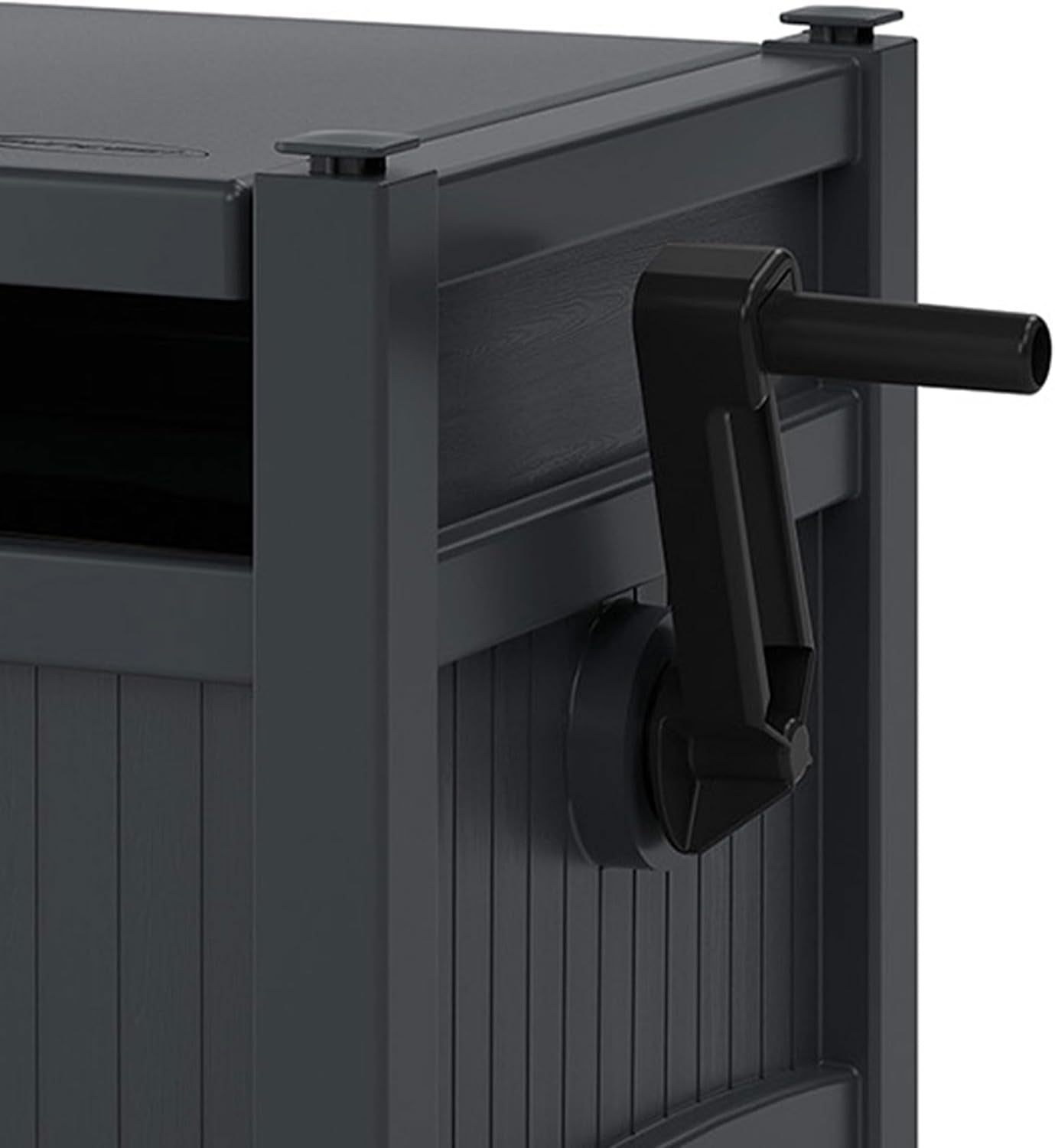 Garden Hose Hideaway Storage Reel Box, Cyberspace Grey – Resin Outdoor Container, Holds up to 100 Feet of 5/8 Inch Standard Vinyl Water Line – No Assembly Required