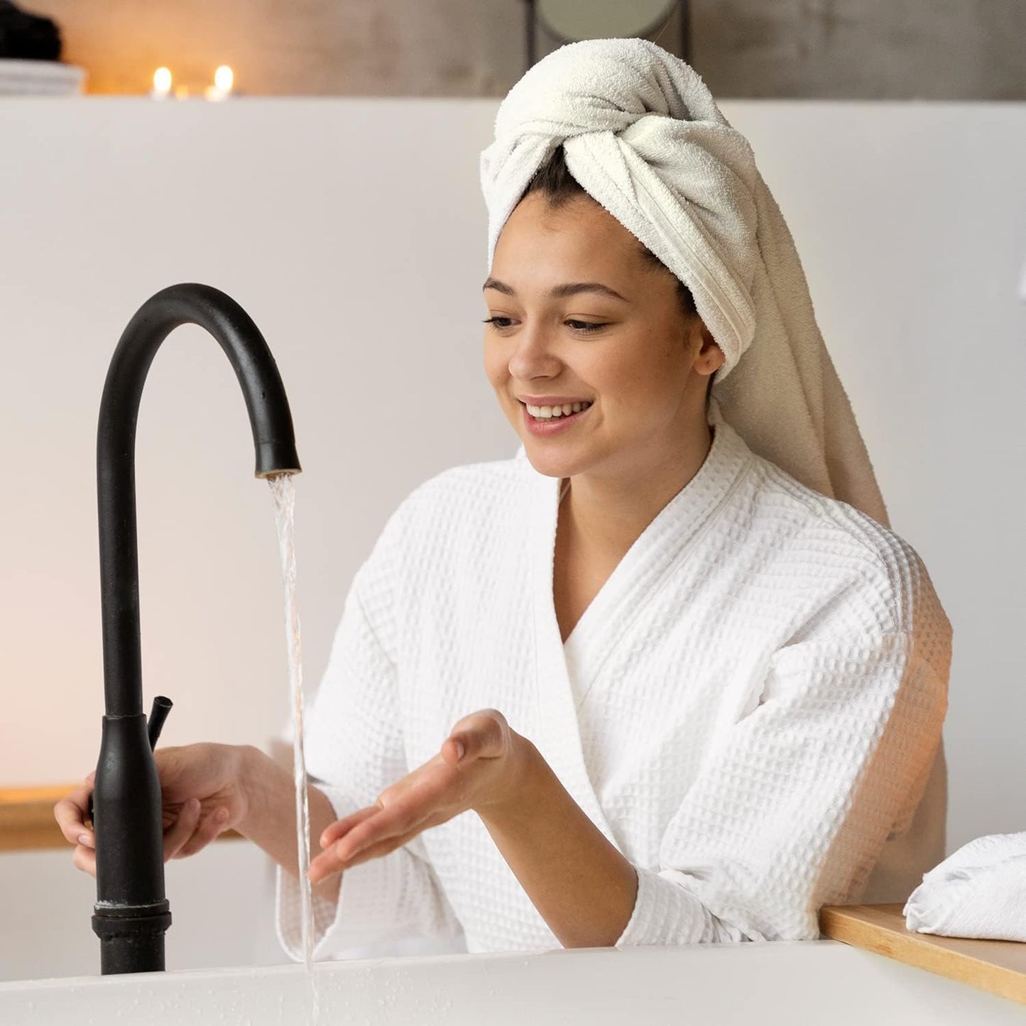 Pack of 6 Bath Towels Set 27 X 54 Inches, 100% Cotton, Larger & Lighter Weight, Quicker to Dry ((Blue, Cream, Pink, Navy Blue, Beige, Grey), Pack of 6 (27''X54''))