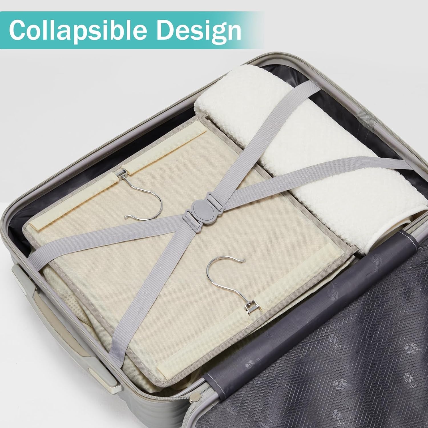 Hanging Closet Organizer, 6-Shelf Closet Hanging Storage with Side Pockets, Beige