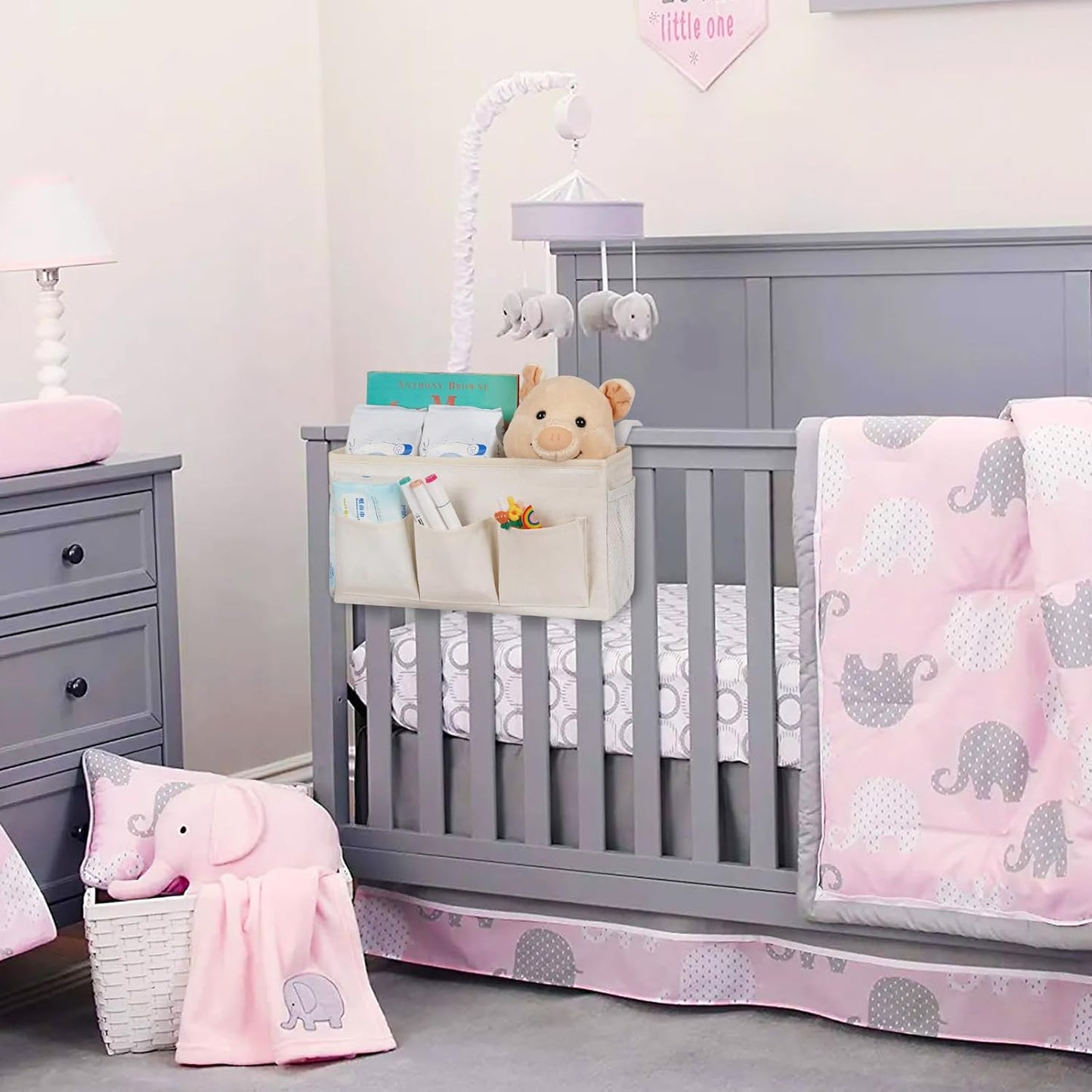 Bedside Storage Caddy/Bedside Hanging Storage Bag for Headboards Bunk Beds Dorm Rooms Book Phone Magazine Holder (New White)