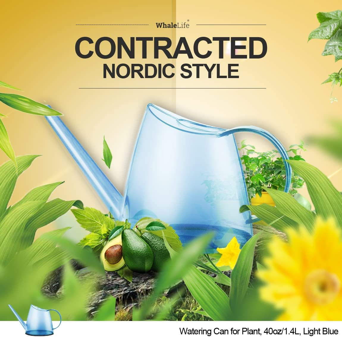 Indoor Watering Can for House Bonsai Plants (1.4L, Light Blue)