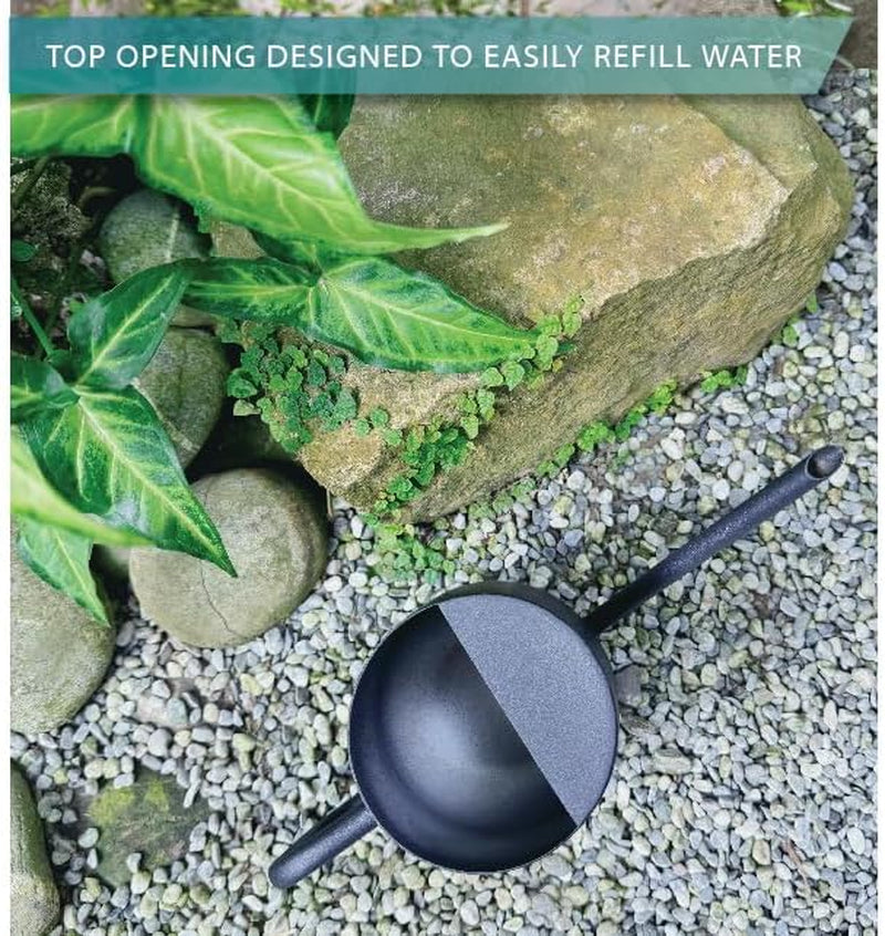 Metal Watering Can for Indoor Houseplants Outdoor Garden Long Sprout Water Can for Succulents Herb Bonsai Modern Garden Tool 33.8Oz/1000Ml (Dashing Black)