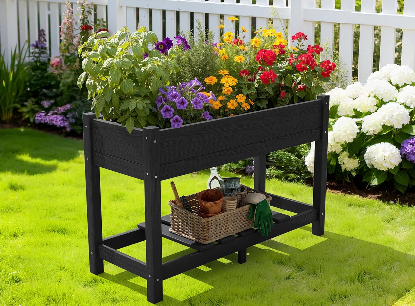 Raised Garden Bed, HDPE Raised Bed for Gardening All Weather Use- Black
