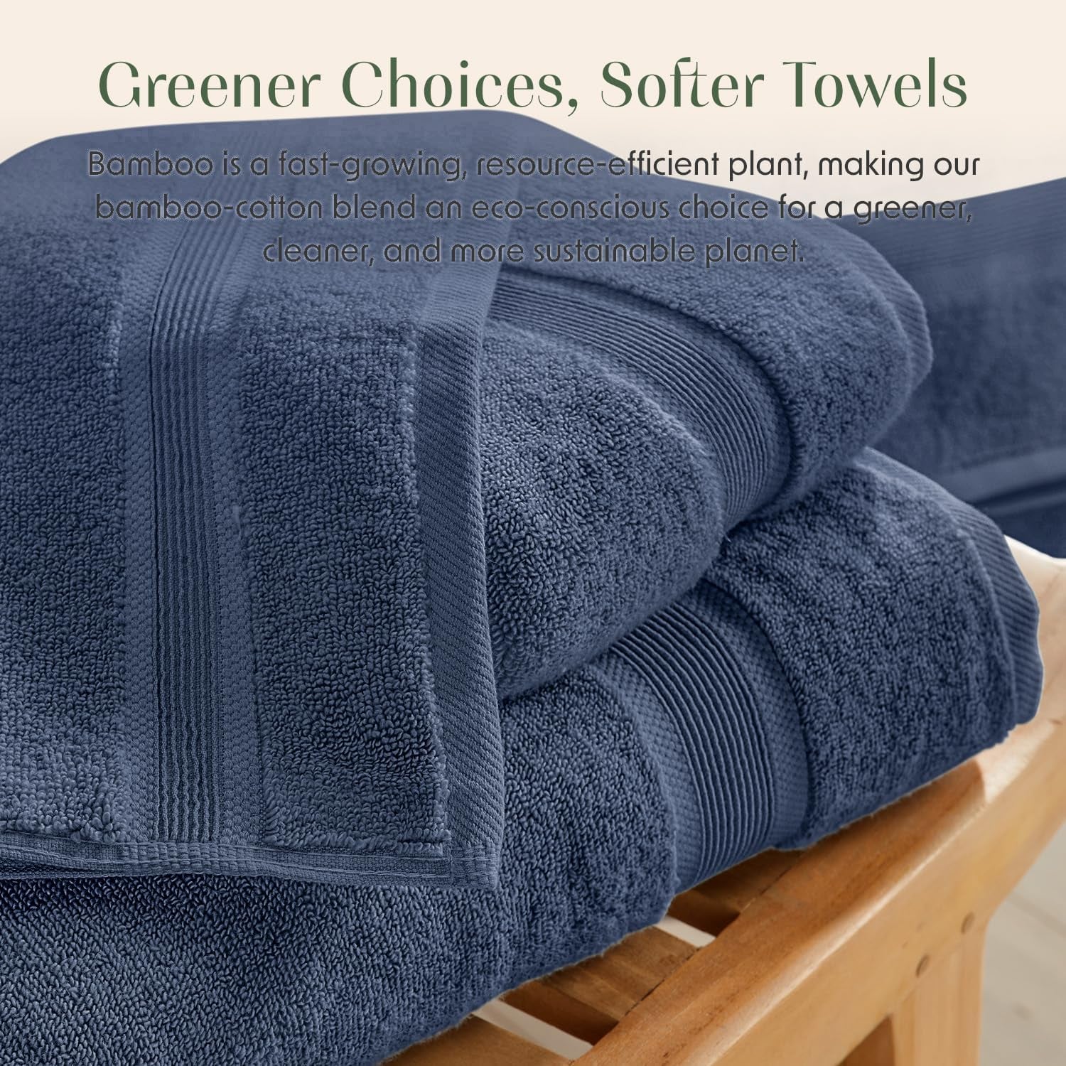 Luxury Viscose from Bamboo Bath Towel Set of 4 | 35% Viscose from Bamboo - 65% Cotton | Absorbent Quick-Dry Towels for Bathroom | Oeko-Tex Standard 100 Cotton | French Blue