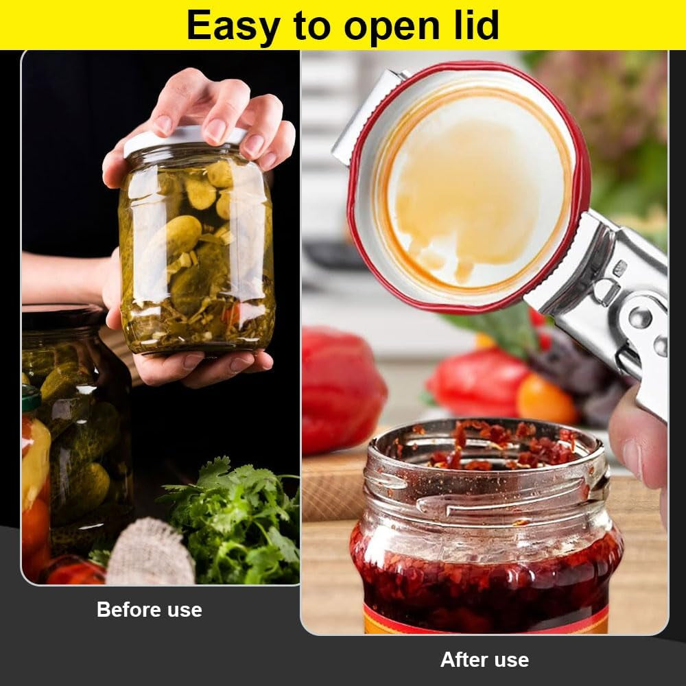 Adjustable Stainless Steel Jar Opener, 2026 New Multifunctional Stainless Steel Can Opener, Jar Lid Opener for Weak Hands, Jar Lid Gripper Bottle Opener Kitchen Accessories (1)