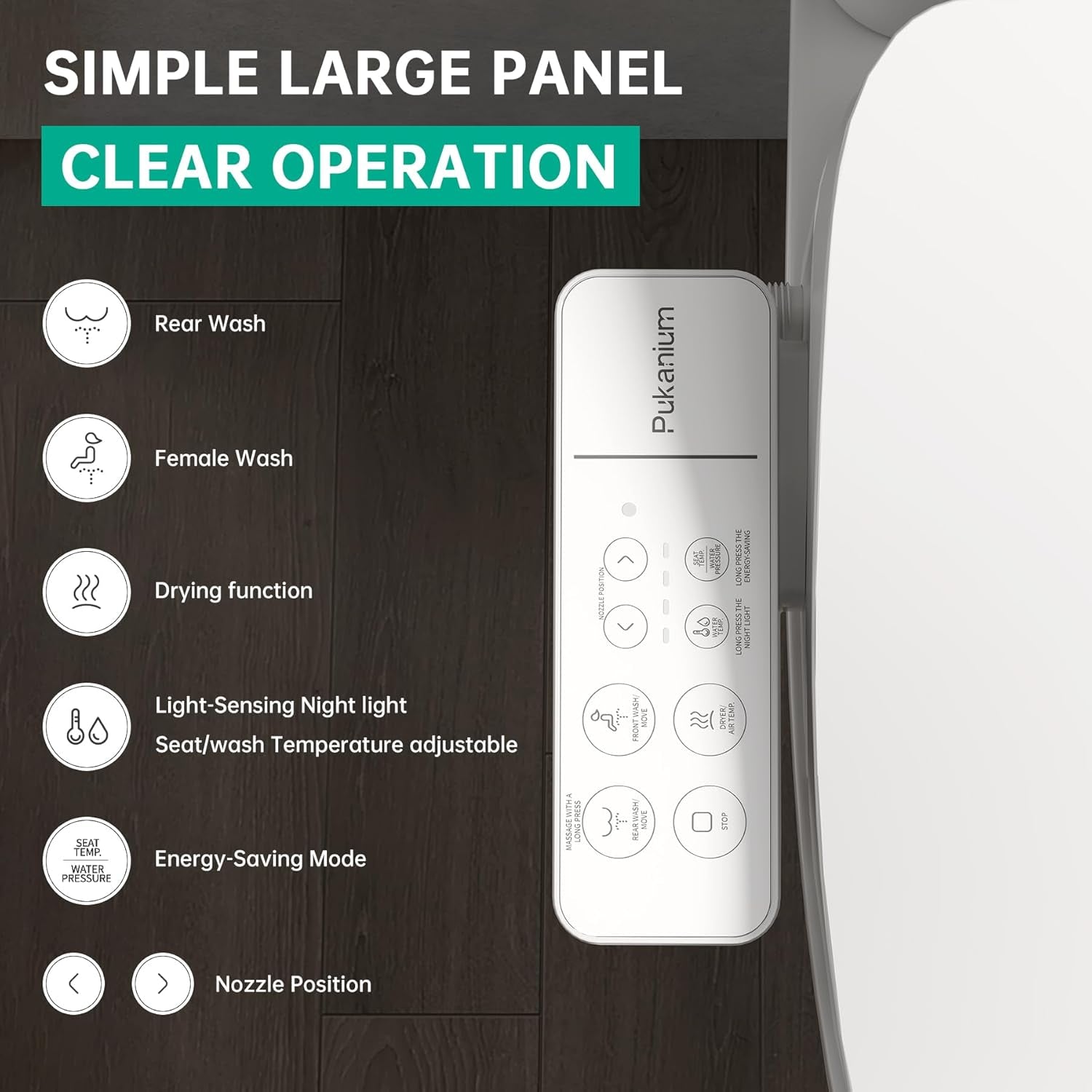 Bidet Toilet Seat Elongated, Electric Smart Heated Seat with Air Dryer & Instant Warm Water, 4-Temp Adjustable Feminine Rear/Moving Wash, Night Light, Energy Saving & Soft-Close