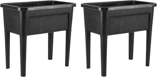 2 Pcs Plastic Raised Garden Beds with Legs，16 Gallon Outdoor Elevated Garden Planter Box，Perfect for Flowers, Vegetables, and Herbs