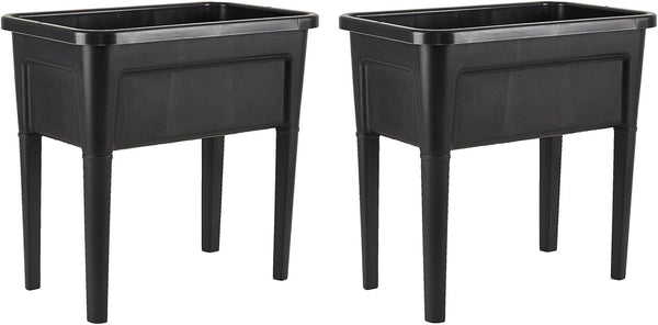 2 Pcs Plastic Raised Garden Beds with Legs，16 Gallon Outdoor Elevated Garden Planter Box，Perfect for Flowers, Vegetables, and Herbs