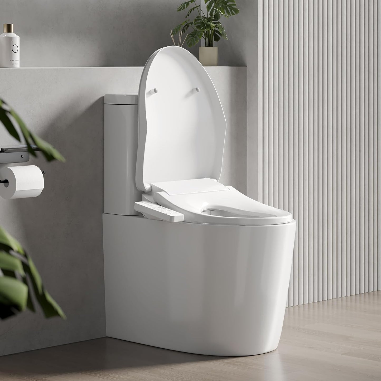 Bidet Toilet Seat Elongated, Electric Smart Heated Seat with Air Dryer & Instant Warm Water, 4-Temp Adjustable Feminine Rear/Moving Wash, Night Light, Energy Saving & Soft-Close