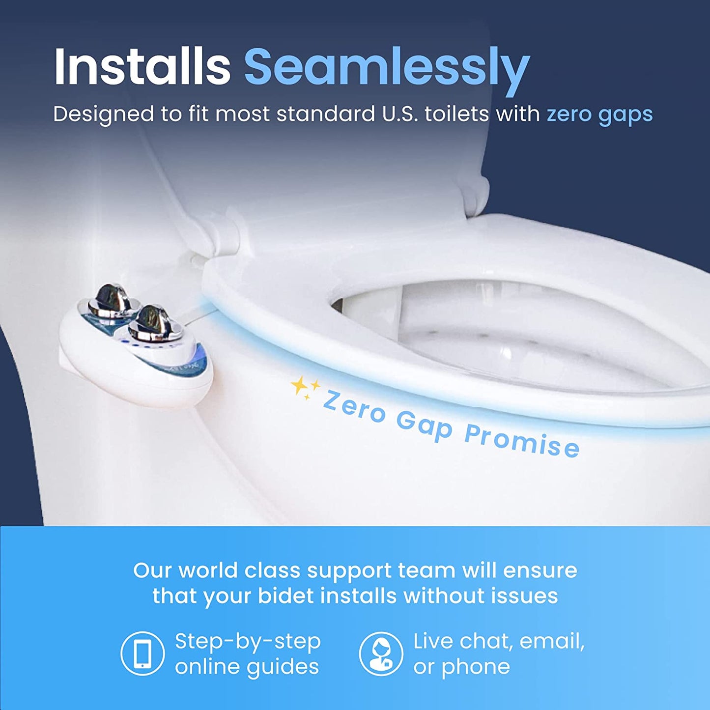 NEO 185 - Dual Nozzle, Self-Cleaning, Non-Electric Bidet Attachment for Toilet Seat, Adjustable Water Pressure, Rear & Feminine Wash (White)