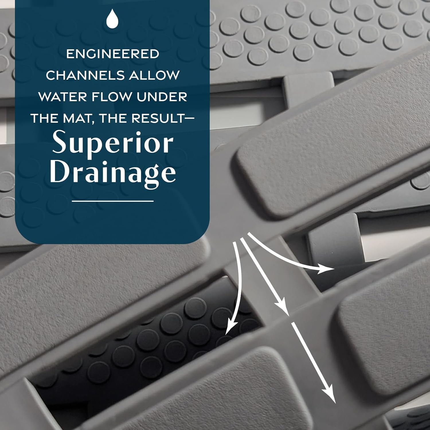 Weighted Non Slip Bath Mat for Textured Tub & Shower Surfaces | Patent Pending | anti Slip Bathtub Safety without Suction Cups | Doesn’T Float, Works on Tile & Stone 31” X 15”