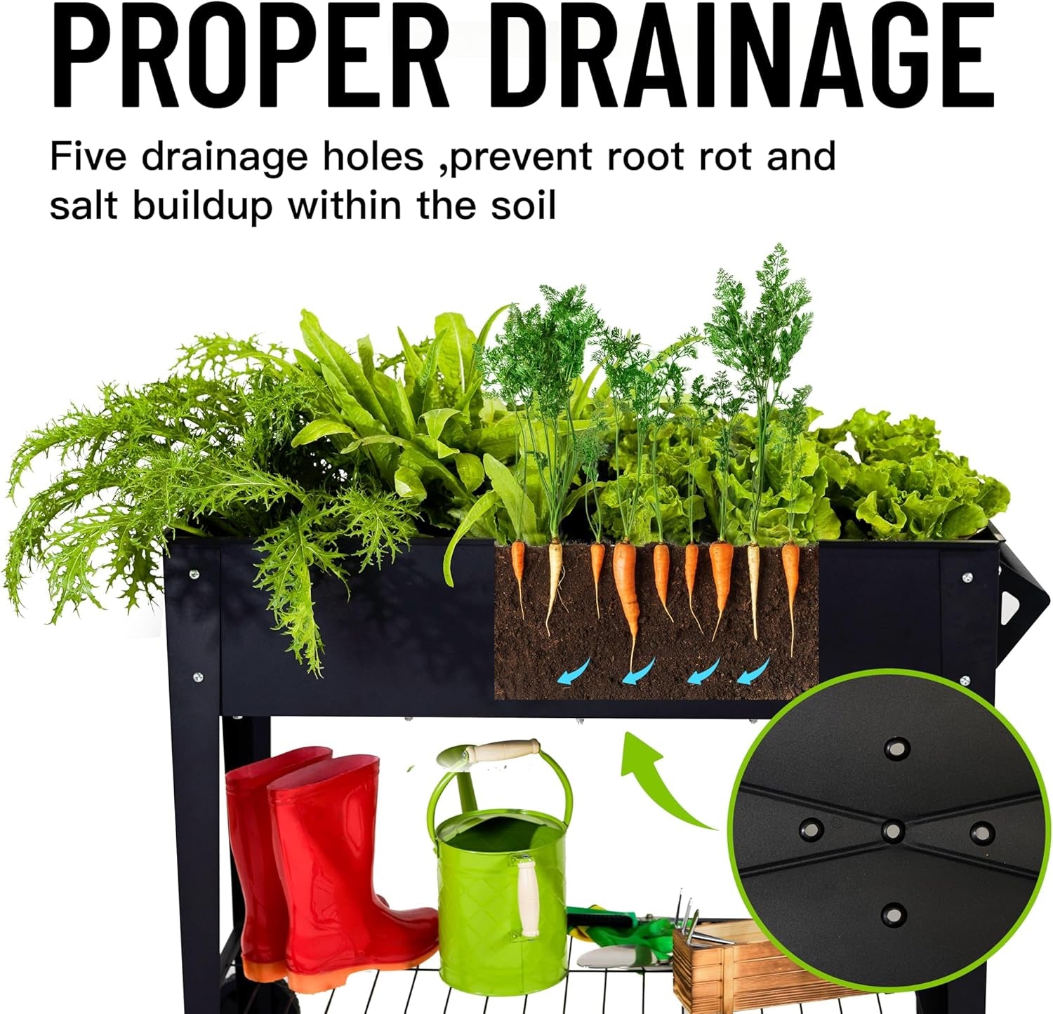 Elevate 32" Tall Raised Garden Bed Outdoor with Wheels & Shelf for Mobility, 400LBS Capacity, Anti-Rust Steel Planter Box for Vegetables/Herbs, Patio-Balcony-Backyard