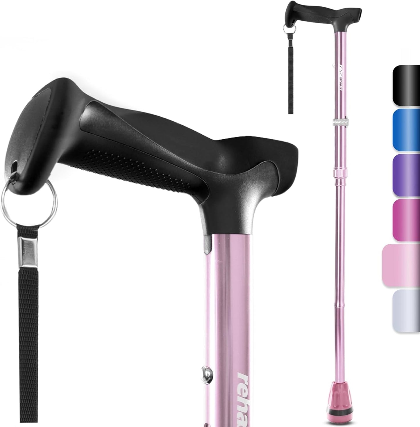 Walking Cane, Folding, Adjustable, Lightweight, Walking Canes for Men & Women, Soft Ergonomic Handle, Heavy Duty All Terrain Tip, Walking Sticks for Seniors & Adults with Travel Bag