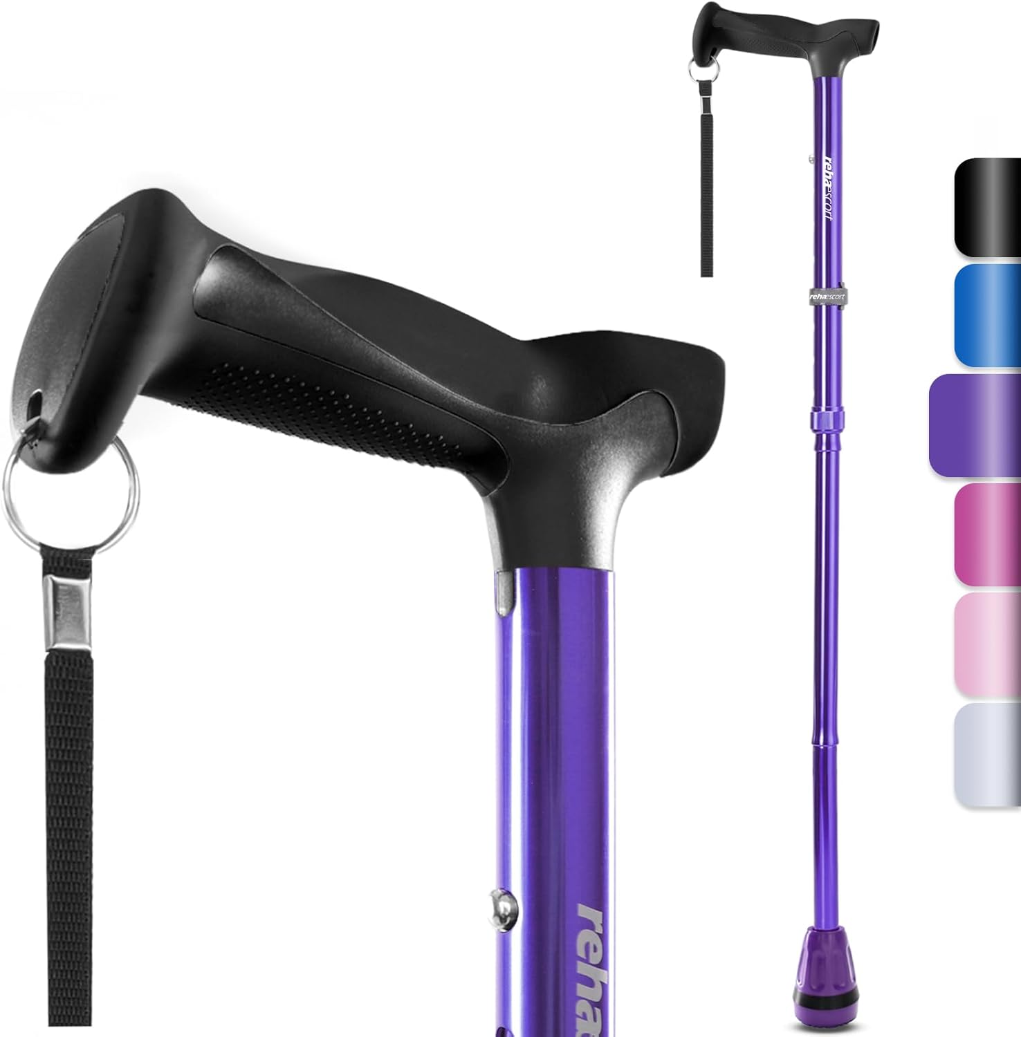 Walking Cane, Folding, Adjustable, Lightweight, Walking Canes for Men & Women, Soft Ergonomic Handle, Heavy Duty All Terrain Tip, Walking Sticks for Seniors & Adults with Travel Bag