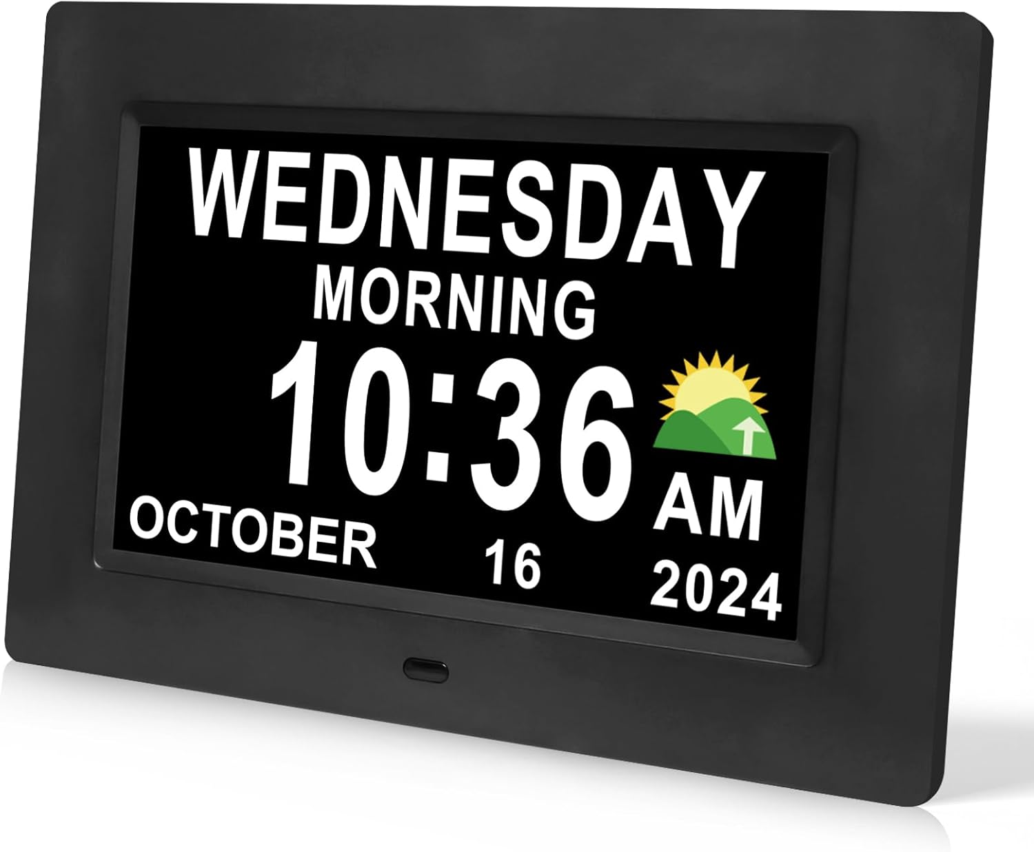 Digital Calendar Dementia Alarm Clock with Day and Date - 15 Alarms 5 Colors Display Digital Clock Large Display. Large Digital Clock for Seniors (7In White)
