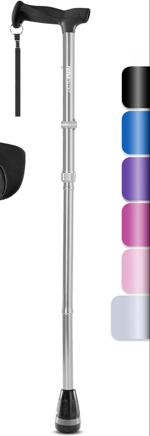 Walking Cane, Folding, Adjustable, Lightweight, Walking Canes for Men & Women, Soft Ergonomic Handle, Heavy Duty All Terrain Tip, Walking Sticks for Seniors & Adults with Travel Bag