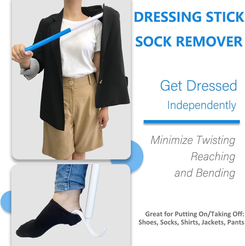 35.5 Inch Long Handled Shoe Horn, Dressing Stick, Sock Remover Aid Helper - Versatile, Adjustable Dressing Aid for Shoes, Socks, Shirts, Pants - Long Shoe Horn, Shoe Horn Long Handle 