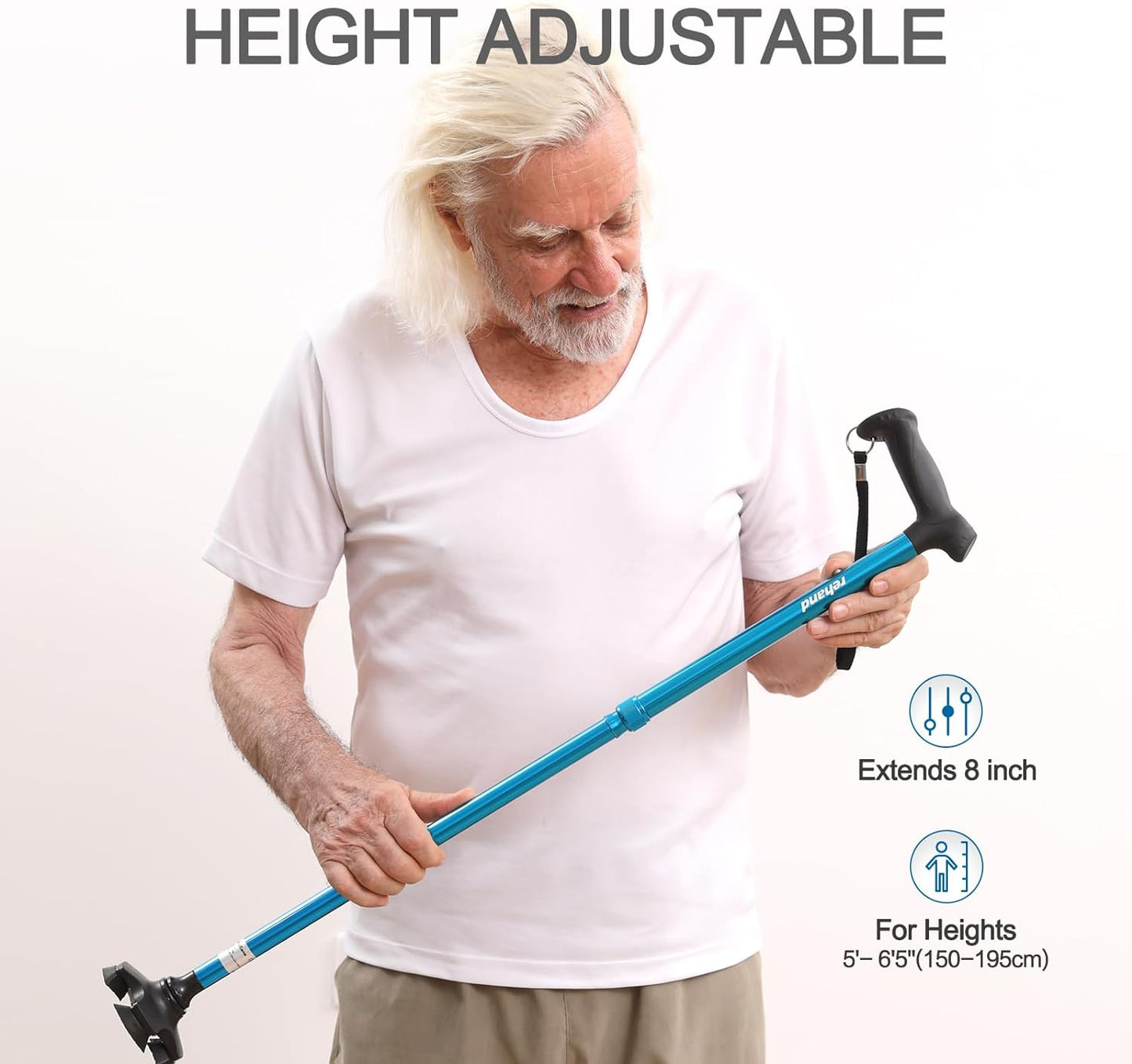 Walking Cane for Men & Women - Foldable, Adjustable, Lightweight, Self Standing Pivot Walking Cane, Soft Handle Grip, with Travel Bag, Walking Sticks for Seniors & Adults