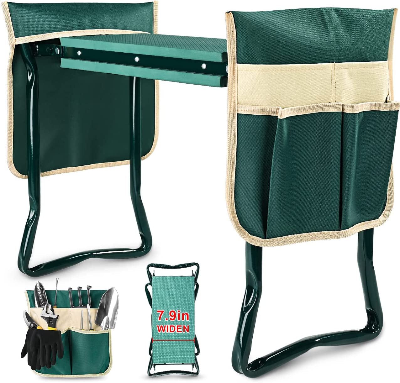 Upgraded Garden Kneeler and Seat with Thicken & Widen Soft Kneeling Pad,Heavy Duty Foldable Gardener Stool with 2 Tool Pouches,Gardening Gifts for Women Mom Men Seniors¡­…
