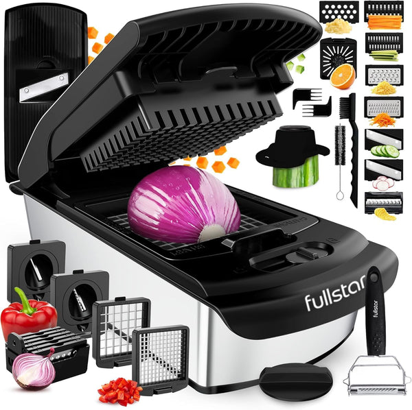 the Original Pro Chopper - Vegetable Chopper and Spiralizer, Food Chopper with Container, Fruit Slicer, Kitchen Gadgets & Gifts, Home Essentials (14 in 1, Silver)